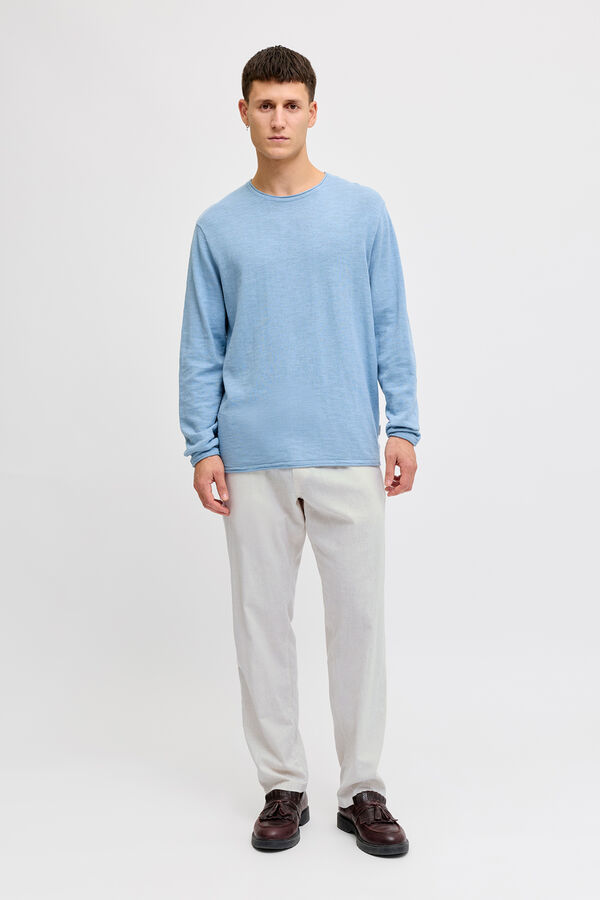 JJ REBEL Linen regular fit jogger trousers nude