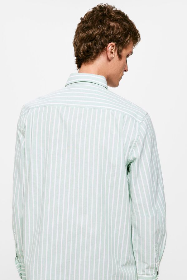 Springfield Prugasta košulja od pinpoint tkanine zelena