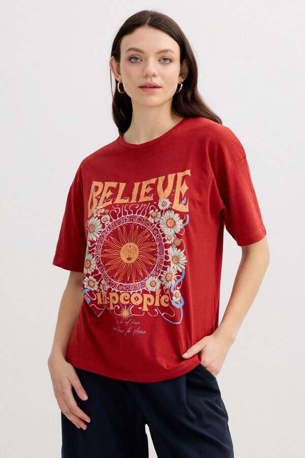 Inside Camiseta oversize rojo