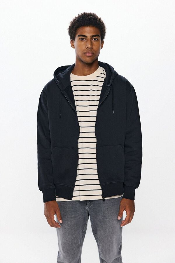 Springfield Essential zip-up hoodie black