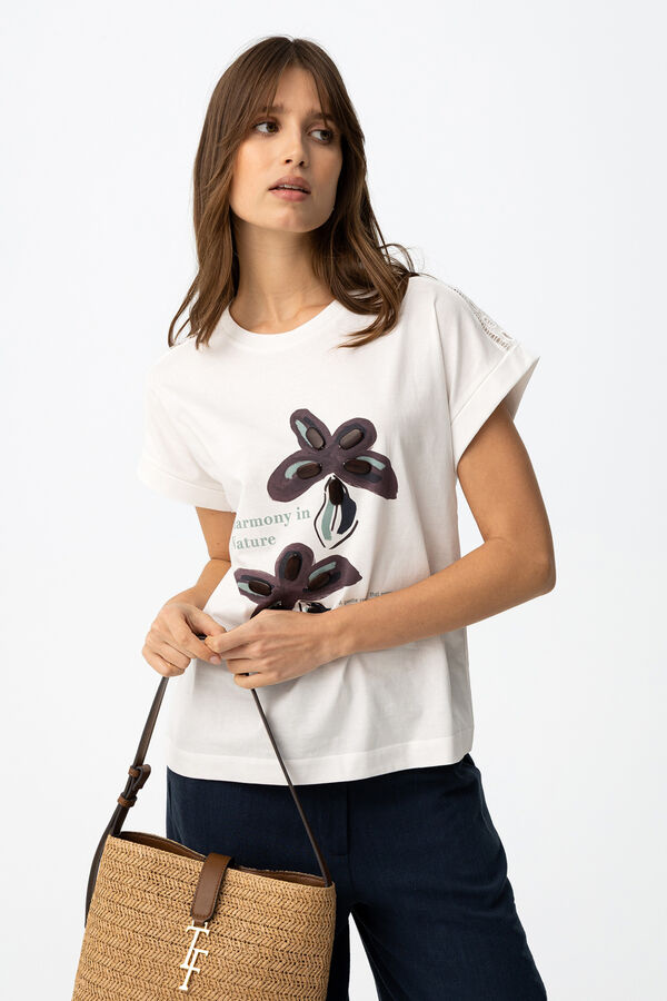 Tiffosi Front print T-shirt beige
