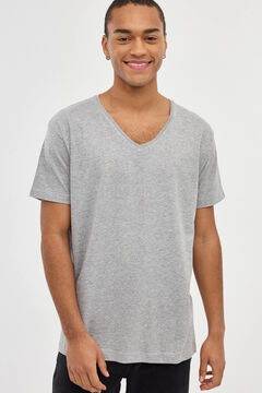 Springfield Camiseta Básica Cuello Pico gris medio