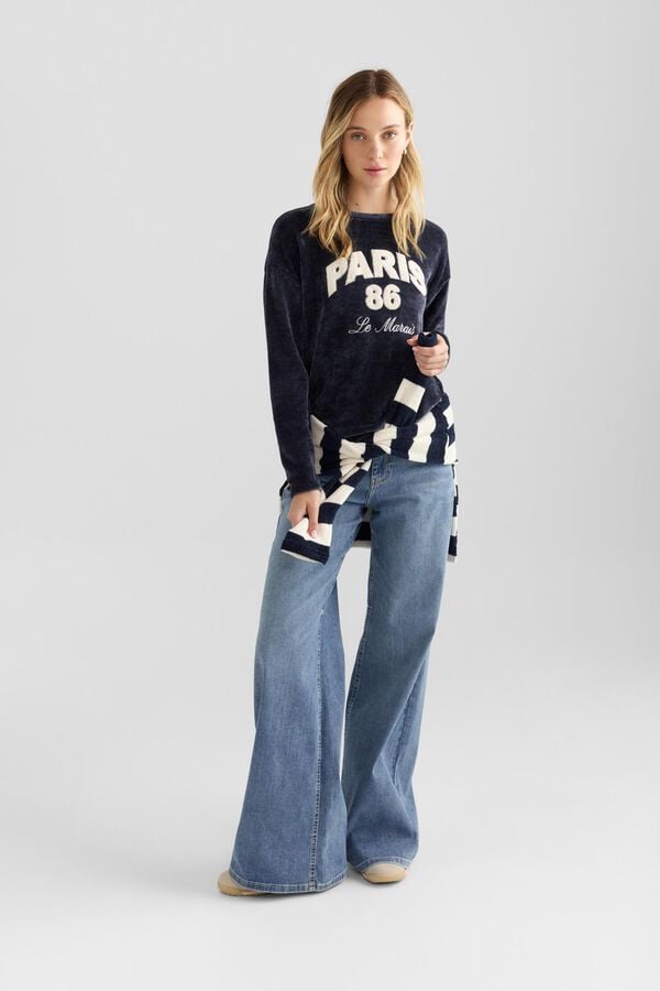 Springfield Fine knit patterned jumper blue