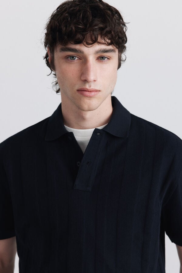 Springfield Regular fit structure polo shirt blue