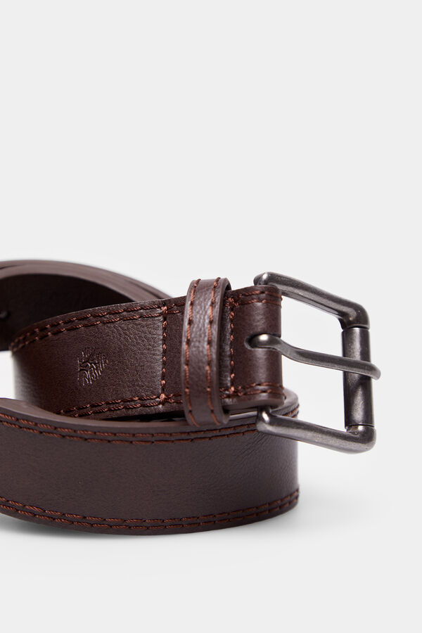 Springfield Faux leather belt with stitching brown