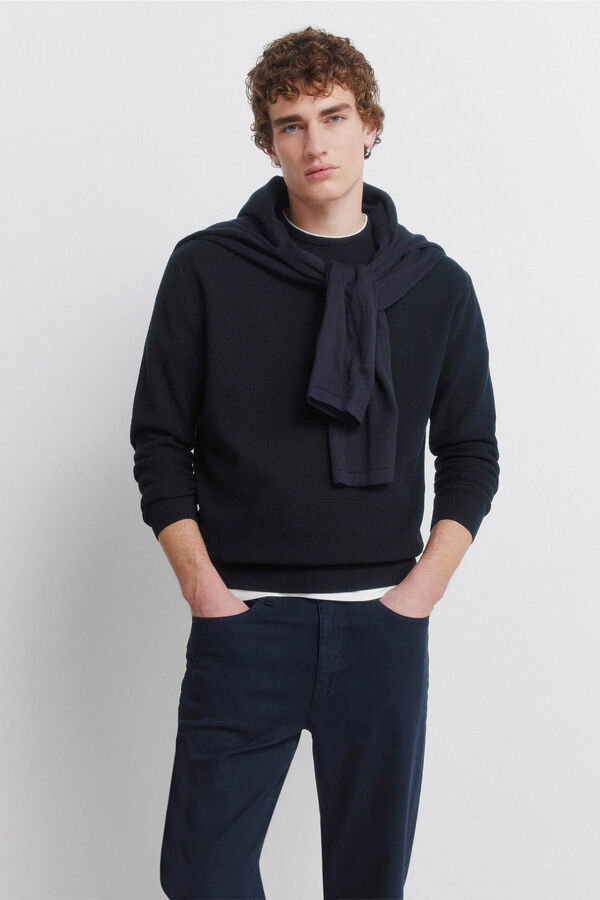 Springfield Pantalon 5 poches d&eacute;lav&eacute; slim fit bleu