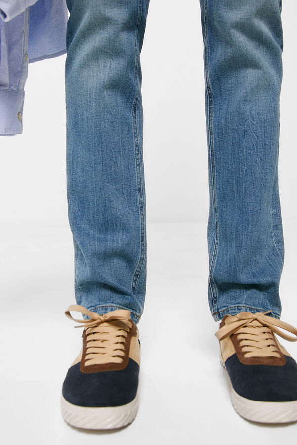 Springfield Jeans skinny lavagem média manchada azul