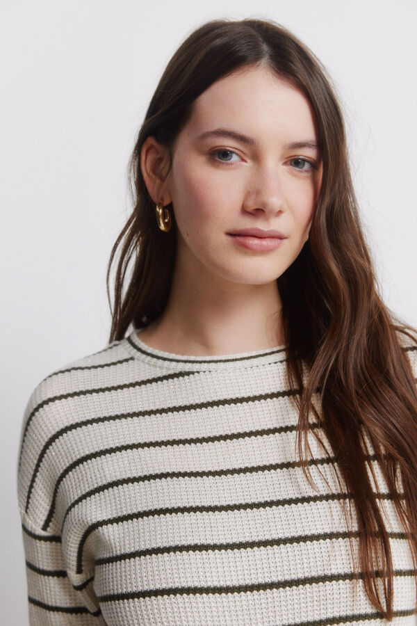 Springfield Striped thin long sleeve jumper beige