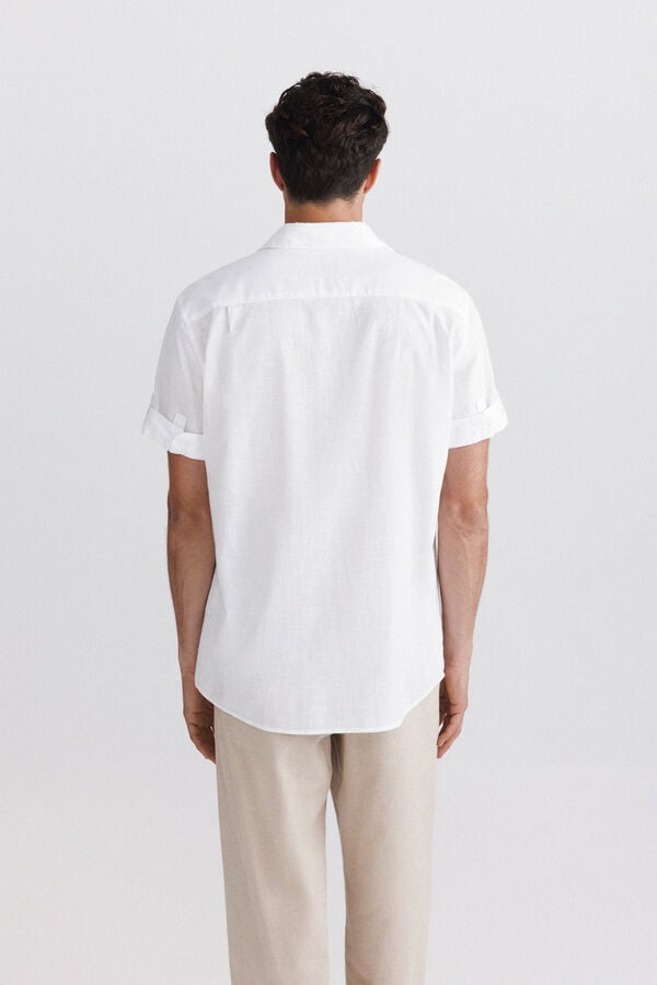 Springfield Short sleeve turn-up shirt white