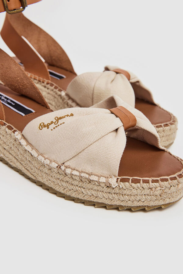 Springfield Cotton and leather wedge sandals | Pepe Jeans ecru