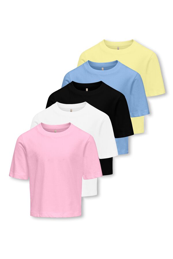 Only Girls Pack de 5 camisetas lisas de manga corta morado/lila