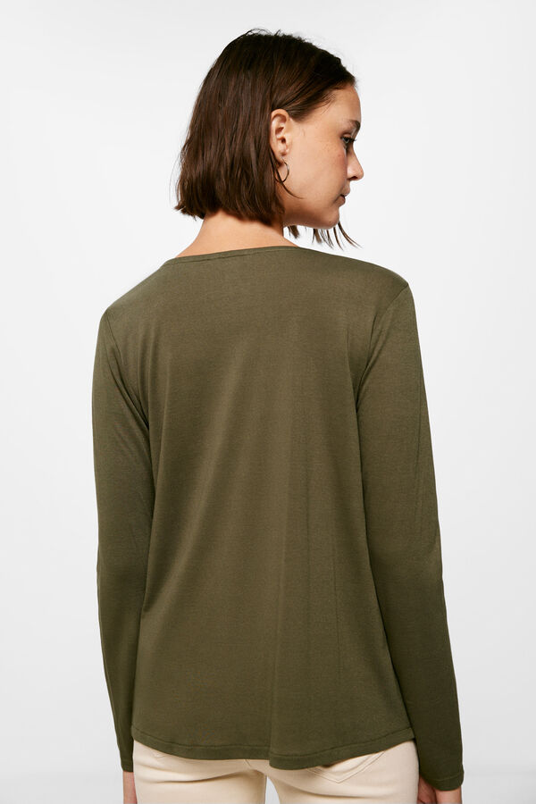 Springfield Two-material Button Neckline T-shirt printed