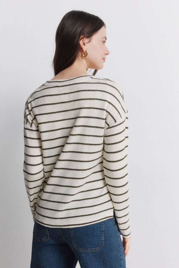 Springfield Striped thin long sleeve jumper beige