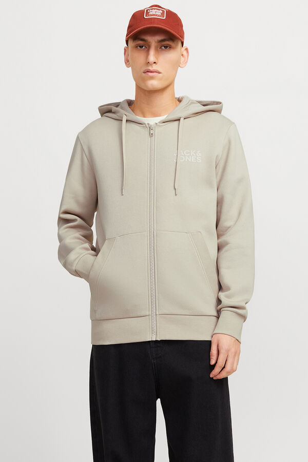 Jack & Jones Sudadera b&aacute;sica cremallera gris