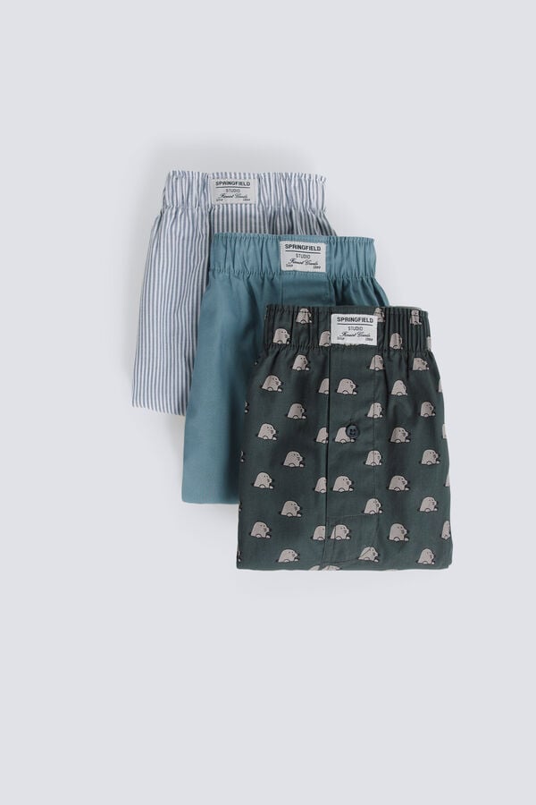 Springfield Pack 3 polka-dots boxers blue