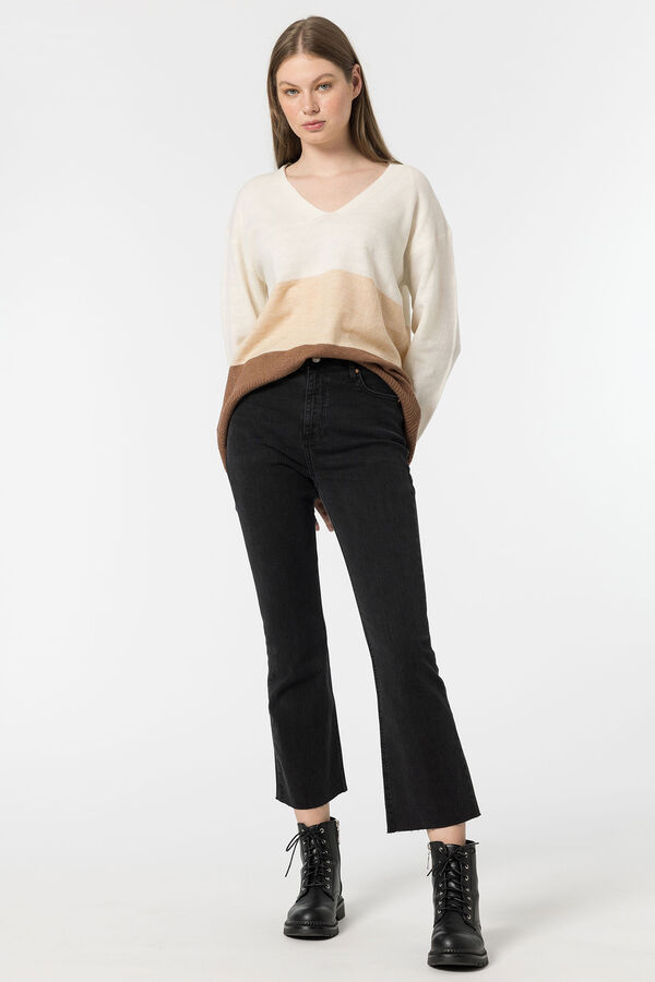 Springfield Megan Cropped Flare High Rise Jeans fekete