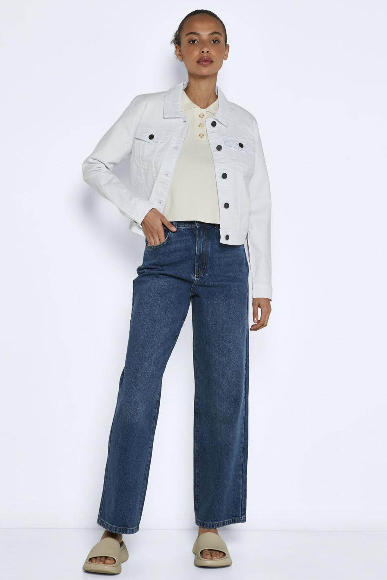 Noisy May Chaqueta white denim