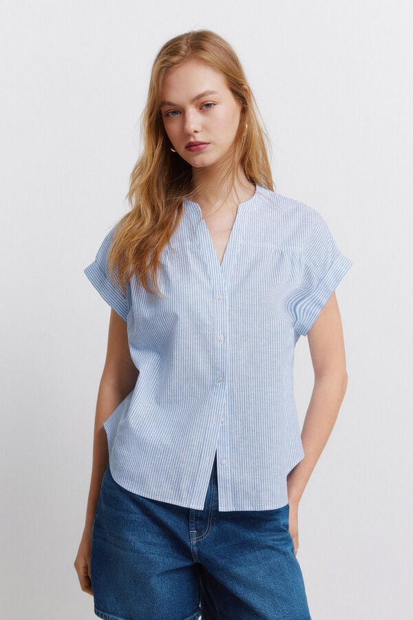 Springfield Linen short sleeve shirt blue