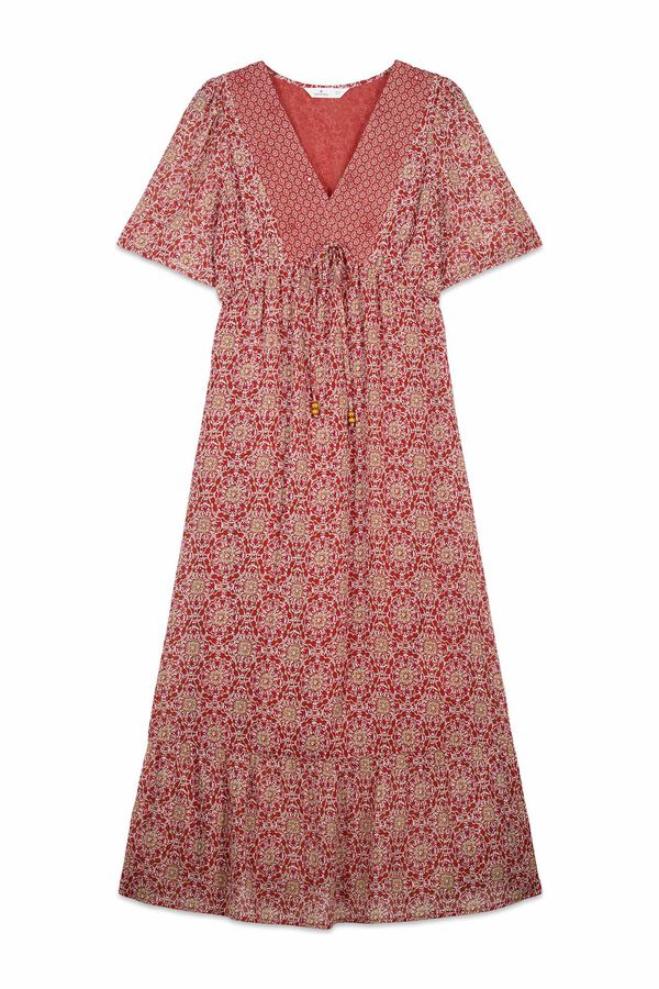 Springfield Vestido midi decote sanefa borgonha