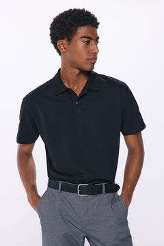 Springfield regular fit piqué polo shirt black