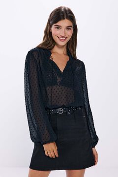 Springfield Blouse romantique en plumetis noir