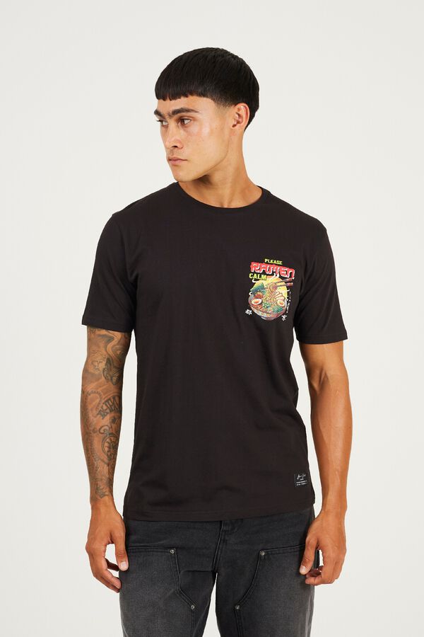 Brave Soul Oriental print short sleeve T-shirt black
