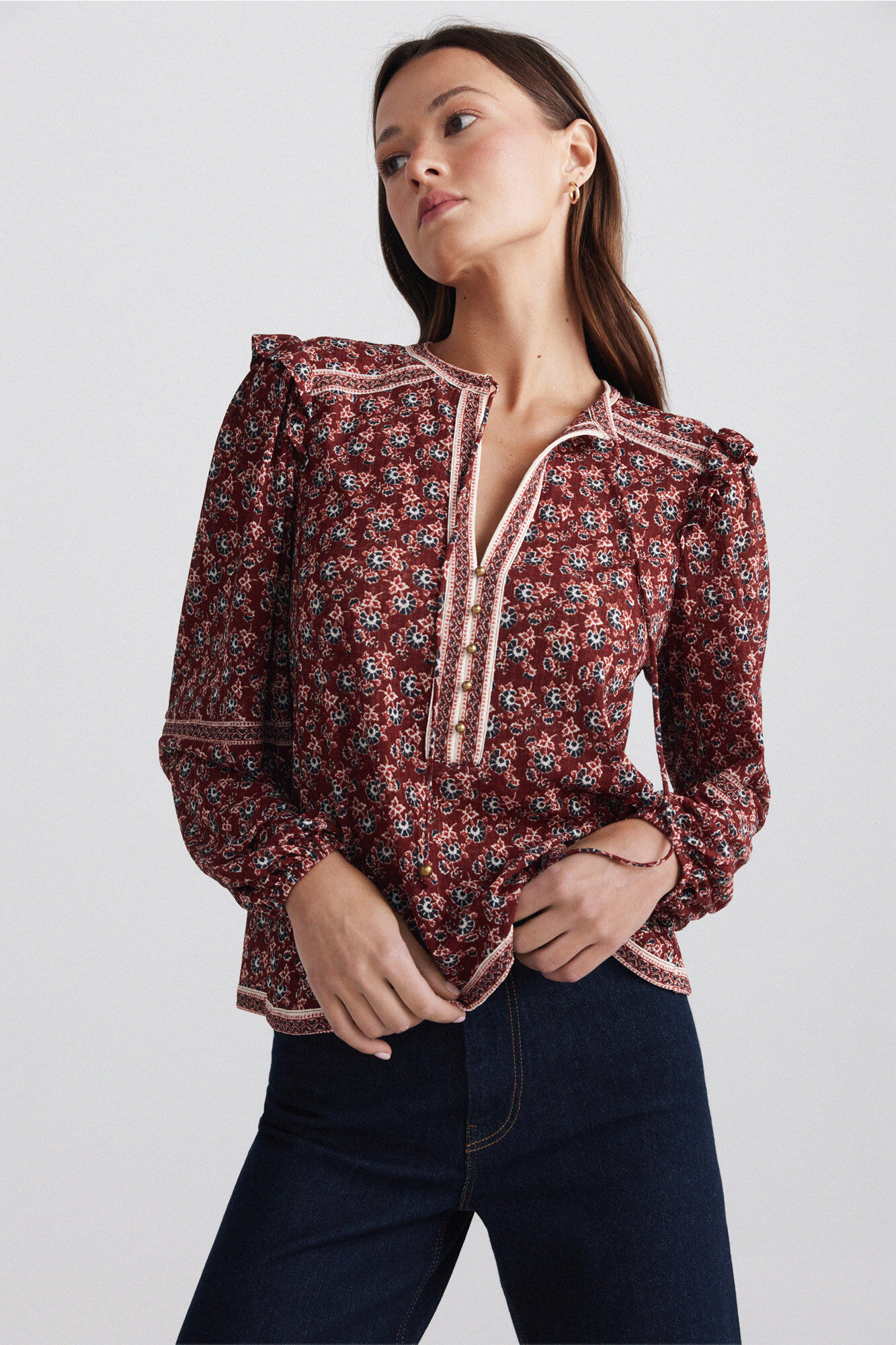 Springfield Printed ruffle blouse
