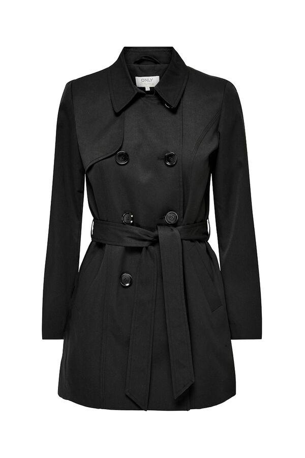 Only Gabardina midi com cinto preto