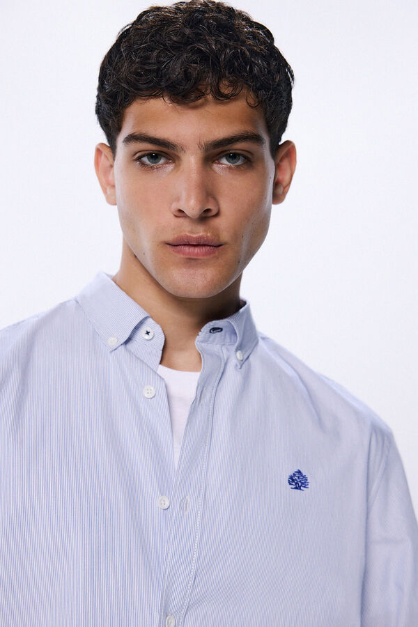 Springfield striped poplin shirt blue