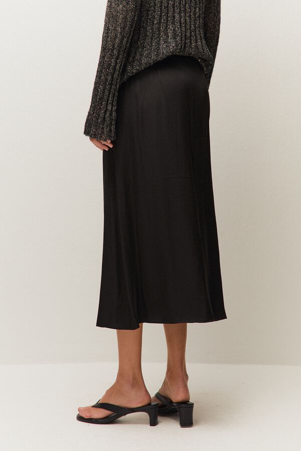 Systemaction Falda midi efecto desgastado negro