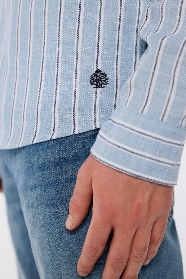 Springfield Rustic striped shirt steel blue