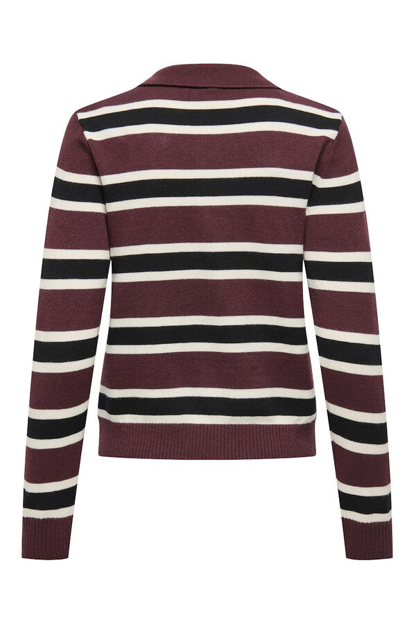 Only Strick-Poloshirt mit Streifen mit Print