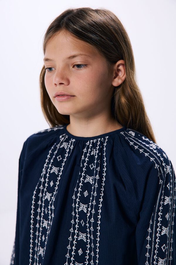 Springfield Girls' embroidered blouse bluish