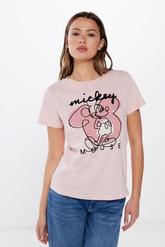 Springfield Reljefna majica Mickey Mouse ružičasta