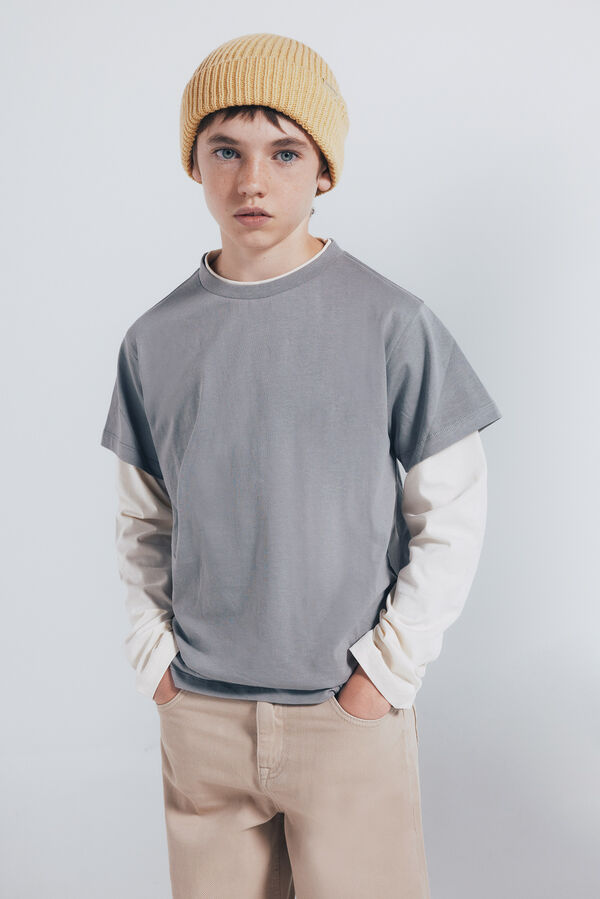 Springfield Kids Boy's long sleeve double- sleeve T-shirt Siva