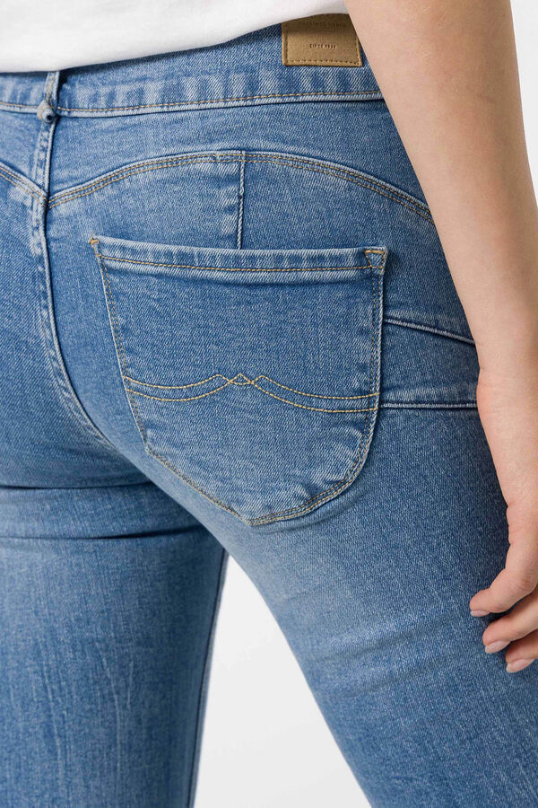 Springfield Double-up Slim High-Rise Jeans čeličnoplava