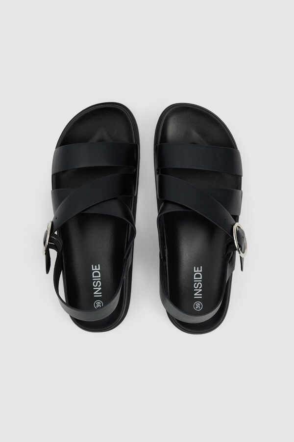 Inside Flat sandal with crossed straps black