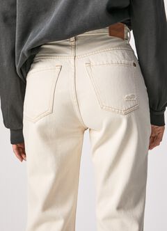 Springfield Celyn ecru straight fit high waist jeans mallow
