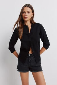 Springfield Linen long sleeve mandarin collar shirt