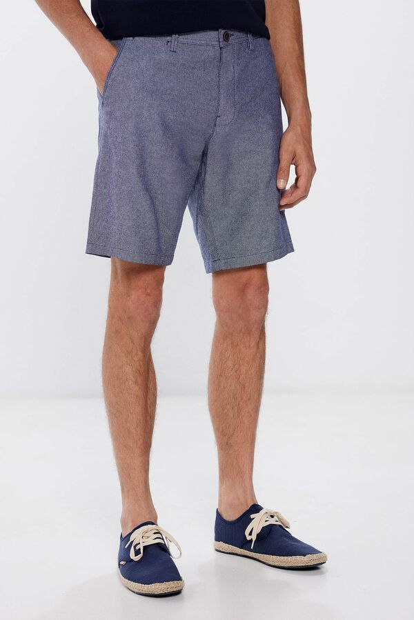 Springfield Oxford comfort fit Bermuda shorts blue