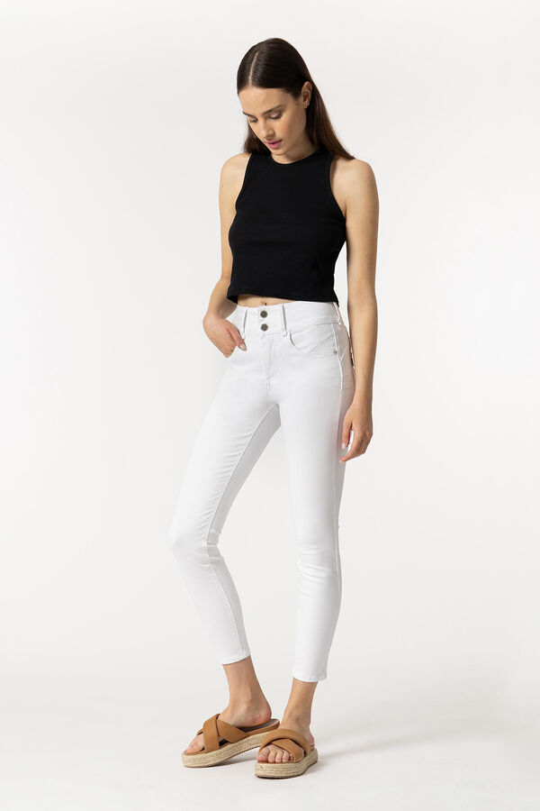 Springfield High rise soft feel double-up skinny jeans bijela