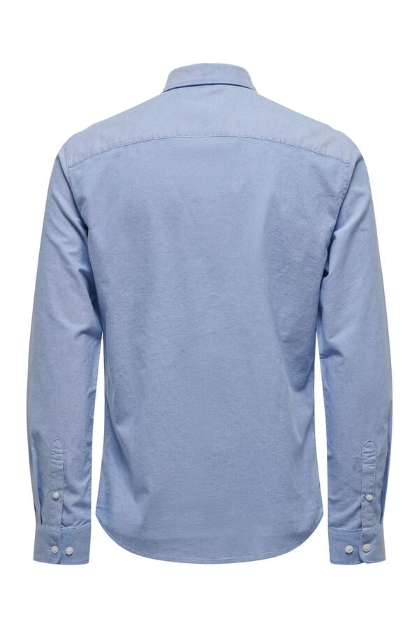 Springfield Camisa manga larga Oxford bolsillo azul claro