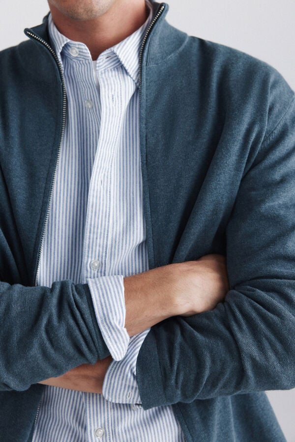 Springfield Basic zip fastening cardigan blue