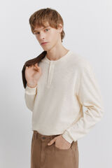 Springfield Checked placket long sleeve T-shirt white