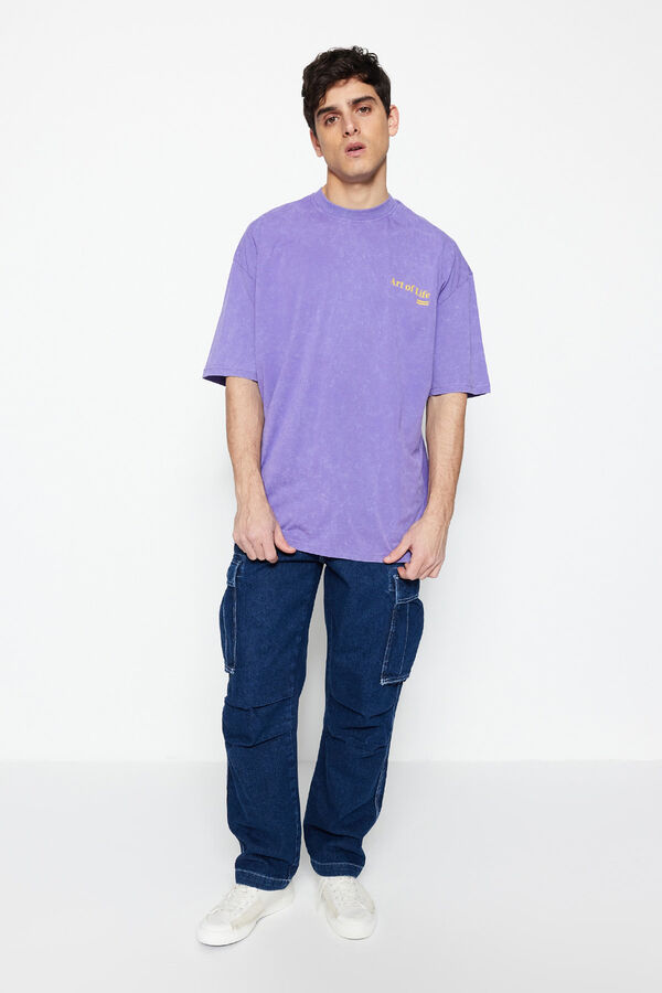 Trendyol Camiseta oversize manga corta morado/lila