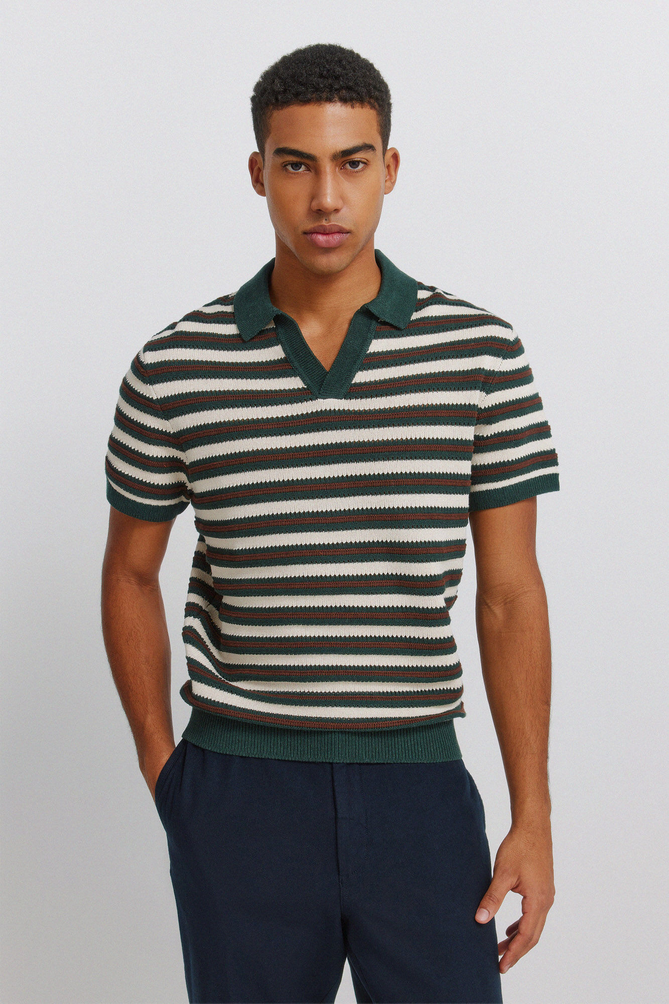 Springfield Structured striped polo shirt