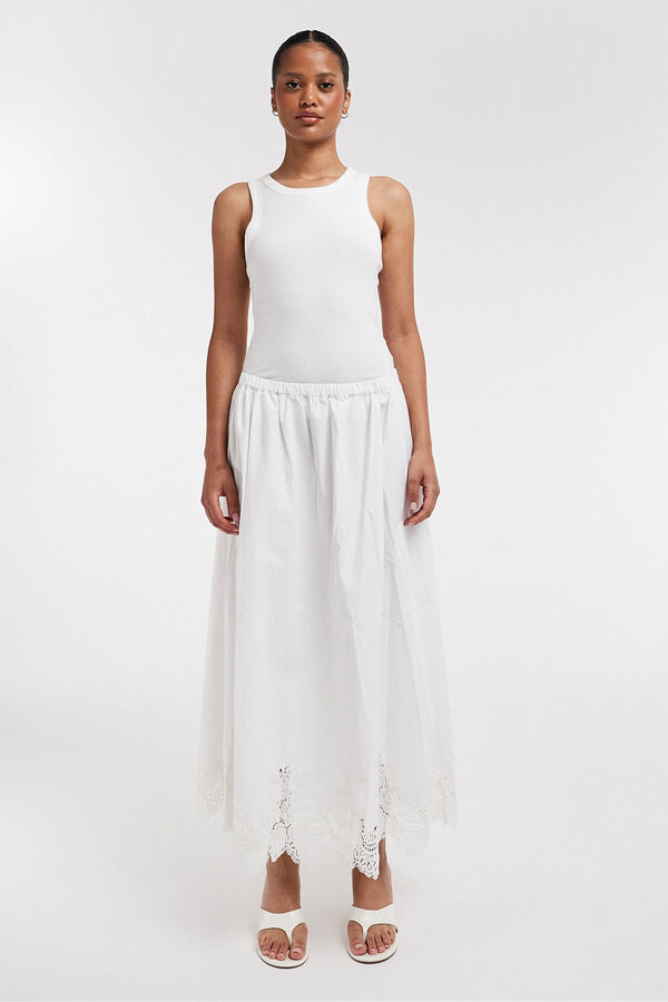 Topshop Falda midi bordado ingl&eacute;s blanco