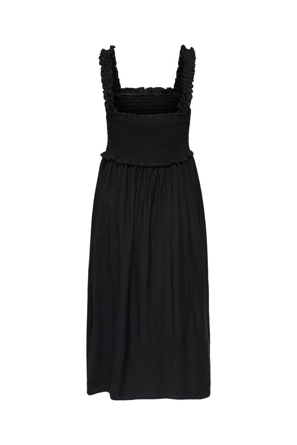 Only Vestido comprido em tecido favo de mel preto