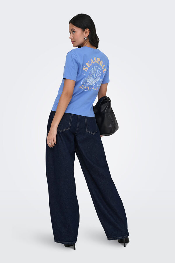 Only T-shirt estampado nas costas azul