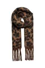 Pieces Bufanda animal print flecos marr&oacute;n